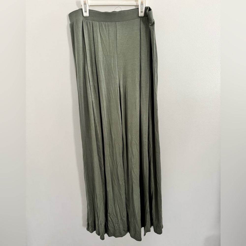 Lulu's Knockout Sage Green Wide-Leg Slit-Front Pants